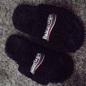 Balenciaga fur slides